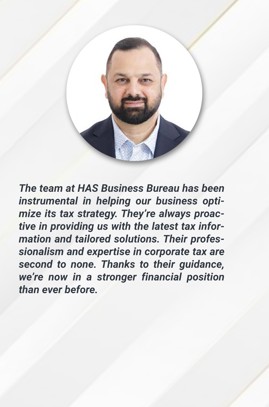 has business bureau client faisal abdus sami ceo of equitix consultants